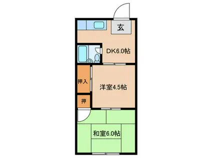 ユーハイツ(2DK/4階)の間取り写真