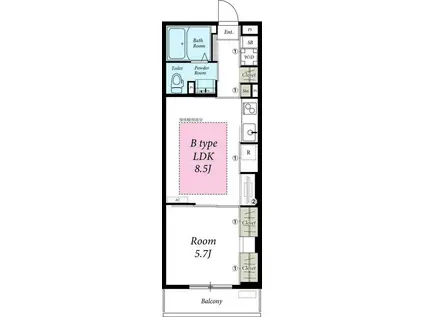 リブリ・CROSS-T.K(1LDK/2階)の間取り写真