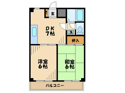 アベニュー成城2号館(2DK/3階)の間取り写真