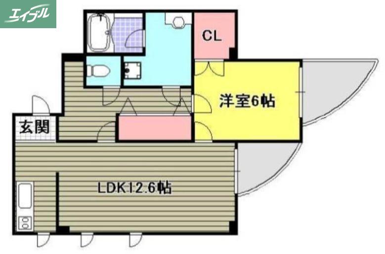 上杉第7ビル西古松(1LDK/6階)の間取り写真