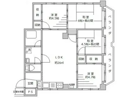 千成ビル(4LDK/5階)の間取り写真
