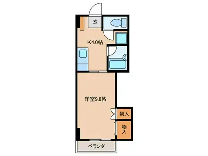 シャイニングハイツ唐湊(1K/4階)の間取り写真