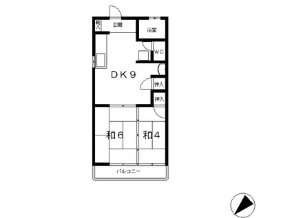 グリーンハイツ秋葉台(2DK/1階)の間取り写真