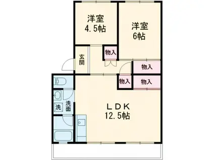 豊橋鉄道東田本線 井原駅(愛知) 徒歩38分 3階建 築50年(2LDK/3階)の間取り写真