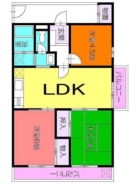 宮内ビル(3LDK/2階)の間取り写真
