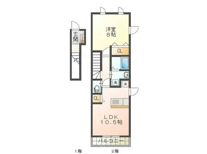 ASSORTIE(1LDK/2階)の間取り写真