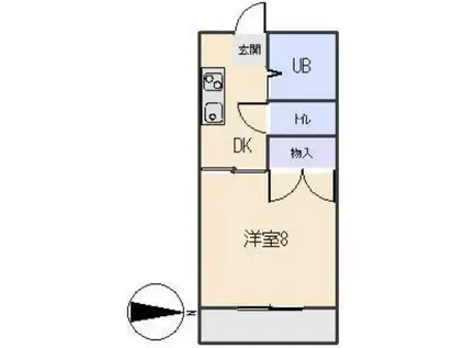 ビューコートKF(1DK/4階)の間取り写真