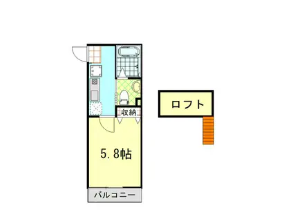 J-KOYASU(1K/2階)の間取り写真