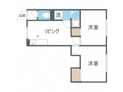 コスモガーデン(2DK/3階)の間取り写真