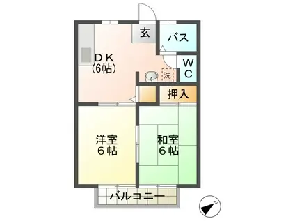 ハイツ今渡B(2DK/2階)の間取り写真