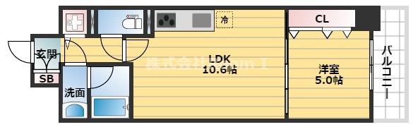 ルボワ天満橋(1LDK/10階)の間取り写真
