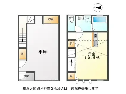 S・TベースB棟(ワンルーム/1階)の間取り写真