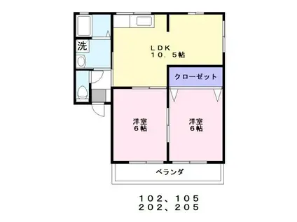 アップフィールド(2LDK/2階)の間取り写真