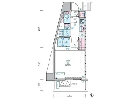 ジェノヴィア蒲田IIIスカイガーデン(1K/4階)の間取り写真