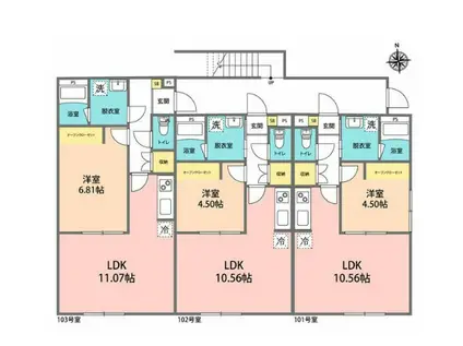 カインドネス元本郷公園(1LDK/1階)の間取り写真