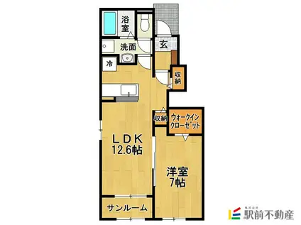 ウメミツハウス1(2LDK/1階)の間取り写真