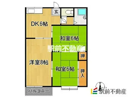 コーポキタハラ(3DK/2階)の間取り写真