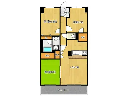 楠風イルミナ(3LDK/5階)の間取り写真
