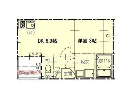 ハーモニーテラス下飯田町II(1DK/1階)の間取り写真