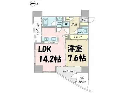 プロシード金山Ⅱ(1LDK/9階)の間取り写真