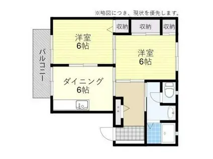 ディアス リボン(2DK/2階)の間取り写真