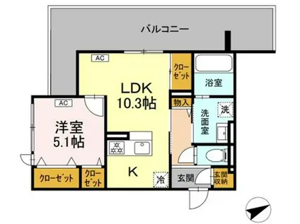D-RESIDENCE稲城(1LDK/4階)の間取り写真