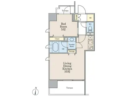 南麻布パークハイツ(1LDK/11階)の間取り写真