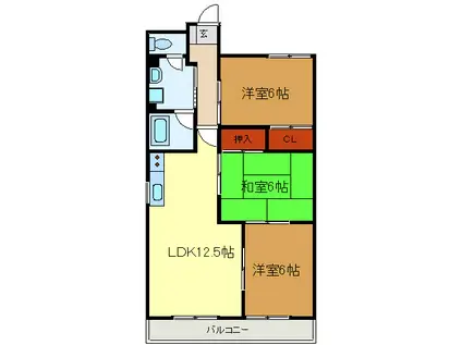 クレストコート(3LDK/1階)の間取り写真