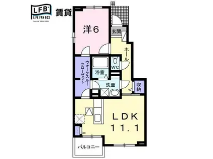 コート・ドール 弐番館(1LDK/1階)の間取り写真