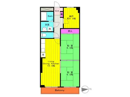 カーサピノ(3LDK/4階)の間取り写真