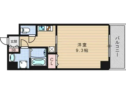 クレアート難波南イービス(1K/6階)の間取り写真