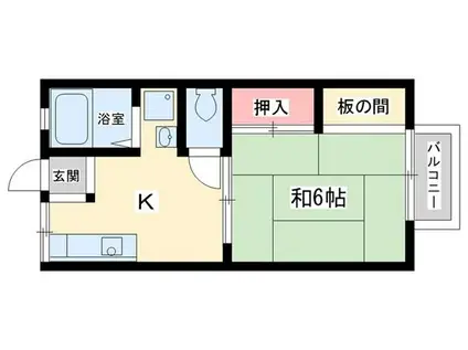サンシティI(1K/2階)の間取り写真