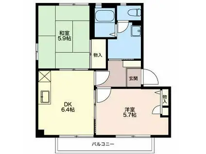 モン・ルポB棟(2DK/1階)の間取り写真