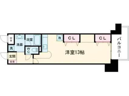 インペリアル新神戸(1DK/10階)の間取り写真