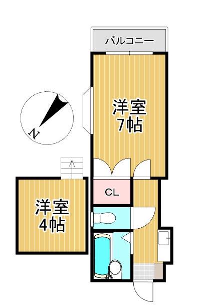 アザリア野中町(1K/1階)の間取り写真
