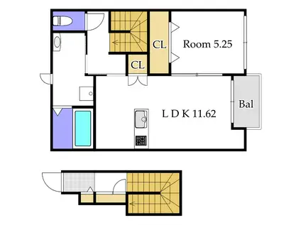 コンフェイト(1LDK/2階)の間取り写真