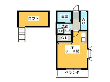 セシカ N(ワンルーム/2階)の間取り写真