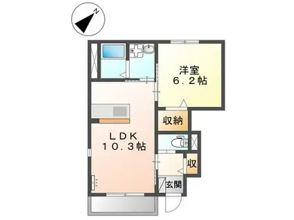 パーシモン(1LDK/1階)の間取り写真