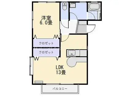 あすなろA(1LDK/1階)の間取り写真