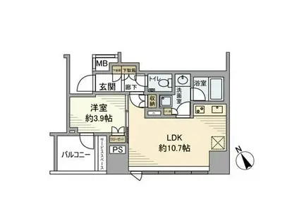 プラウド馬車道(1LDK/7階)の間取り写真