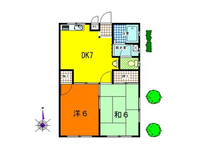 ロイヤルハイツII(2DK/2階)の間取り写真