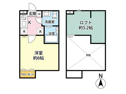 AUTUMUN LEAVES(1K/1階)の間取り写真