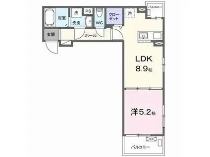 JADA HOUSE桜井(1LDK/3階)の間取り写真