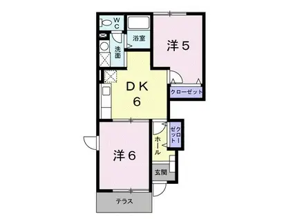 セゾン芝原A(2DK/1階)の間取り写真