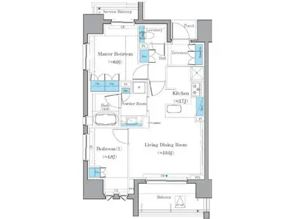 IBIS三番町(2LDK/8階)の間取り写真