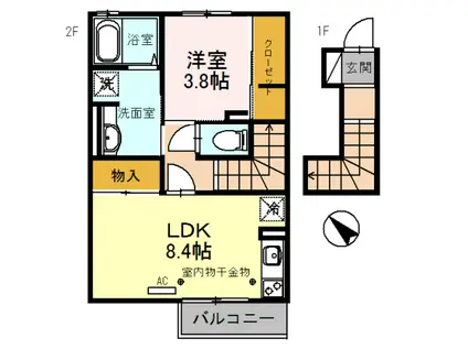 エスタシオンJ(1LDK/2階)の間取り写真