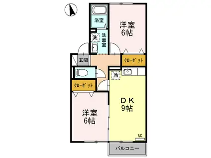 カーサODEN(2DK/2階)の間取り写真