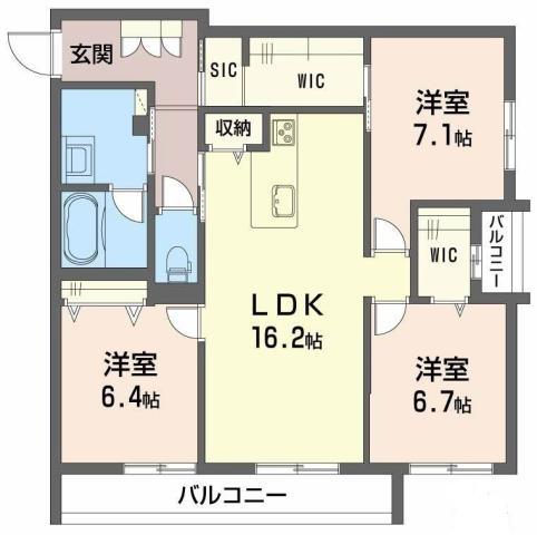 SHAMAISON グランフィリア(3LDK/2階)の間取り写真