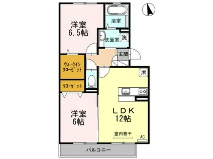 サンストロベリーA棟(2LDK/3階)の間取り写真