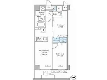 DAIWA GRACE MAISON 亀有(2LDK/4階)の間取り写真